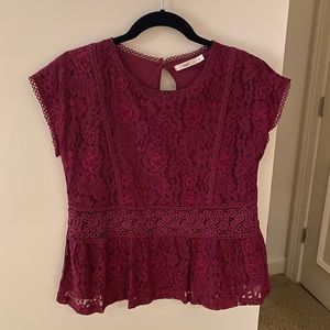 Magenta Peplum Lace Top